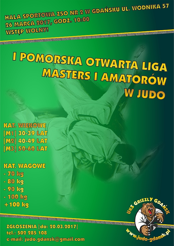 I Pomorska Otwarta Liga Masters i Amatorów w Judo 26.03.2017