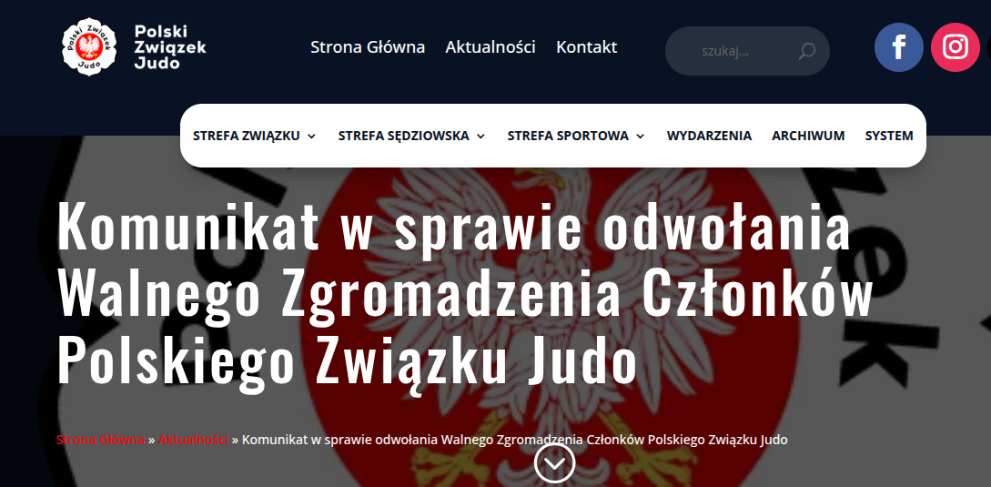 Komunikat w sprawie odwołania Walnego Zgromadzenia Członków Polskiego Związku Judo